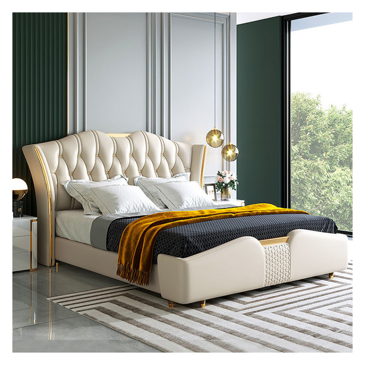 Grandiose Tufted Wingback Bed